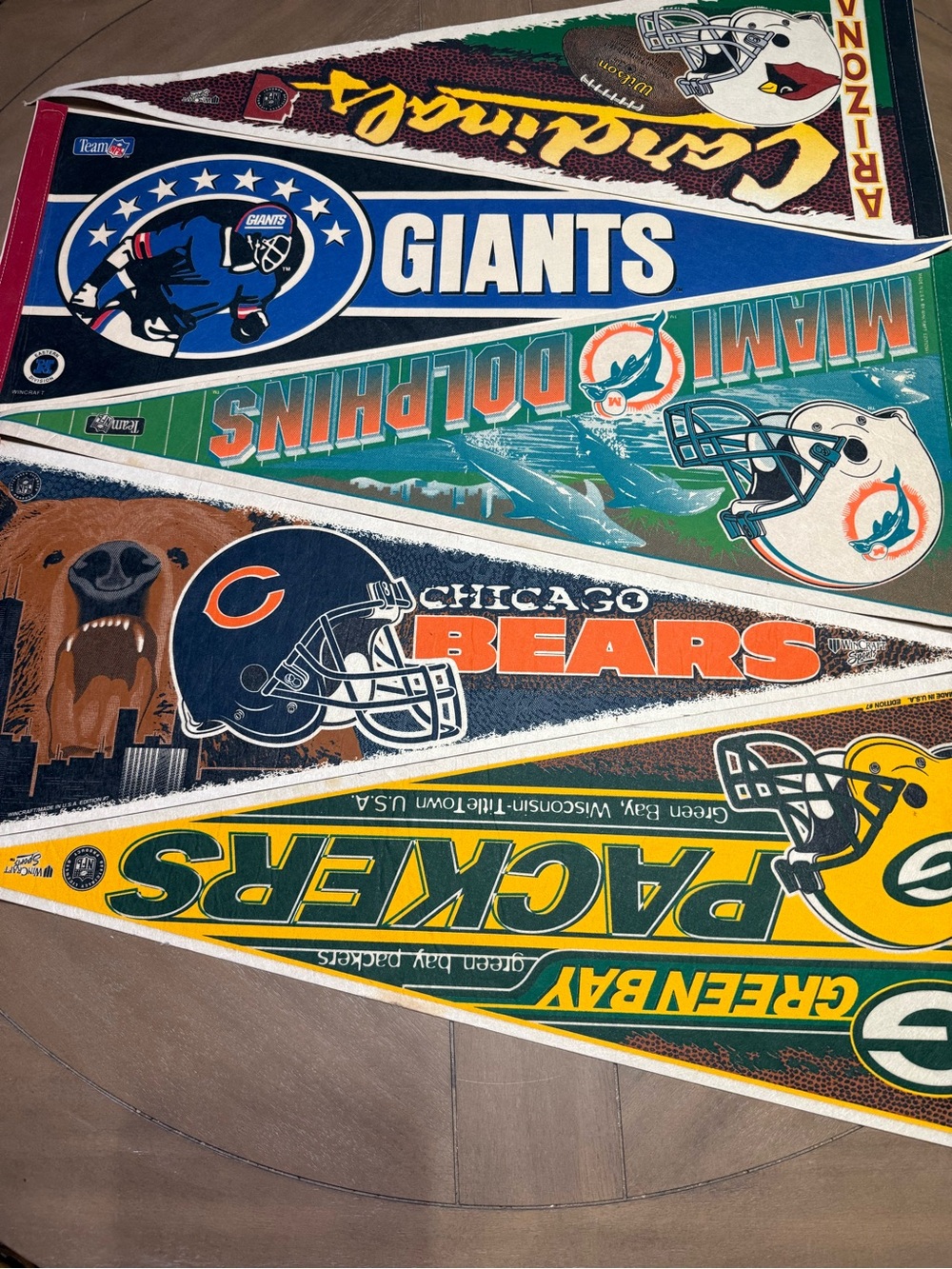 Vintage NFL & Wincraft Team Pennant Bundle Giants, Dolphins, Bears, Packers & Ca